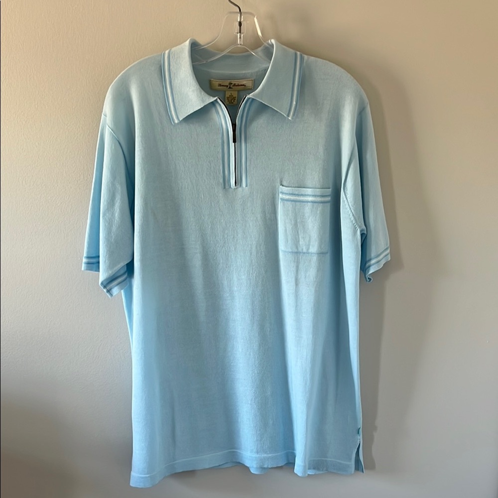 NWOT Tommy Bahama Light Blue knit Men's Polo Shirt size large